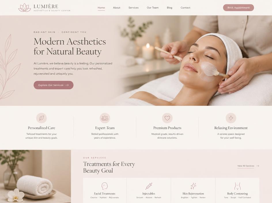 Demo de sitio web: Centro de estética